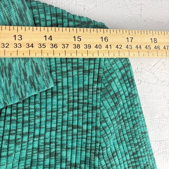 Rue21 Teal Ribbed Knit Collared V-Neck  Long Sleeve Sweater XL Grunge Punk 90s - Picture 3 of 6